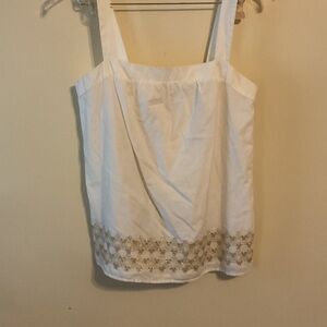 LOFT White Tank Top with Gold Detailing